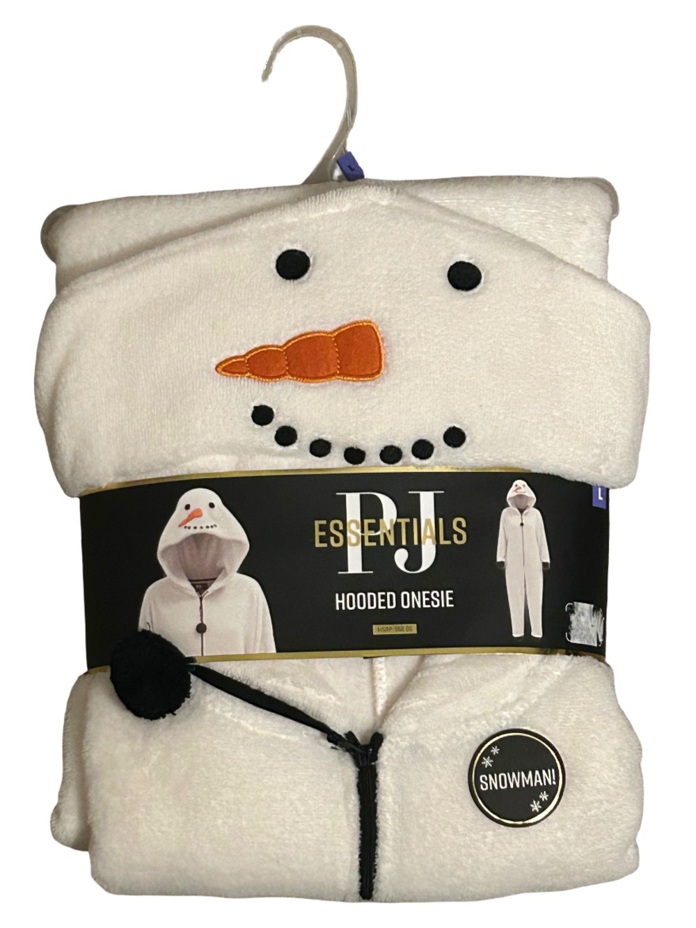 PJ Essentials Snowman Hooded Onesie Size Large